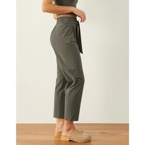 Aday Forest Green Easy Days High Rise Cropped Tie Waist Pants Size Medium Belted